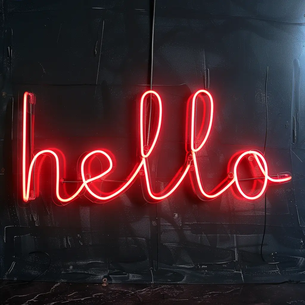 hello red LED light neon text word letter