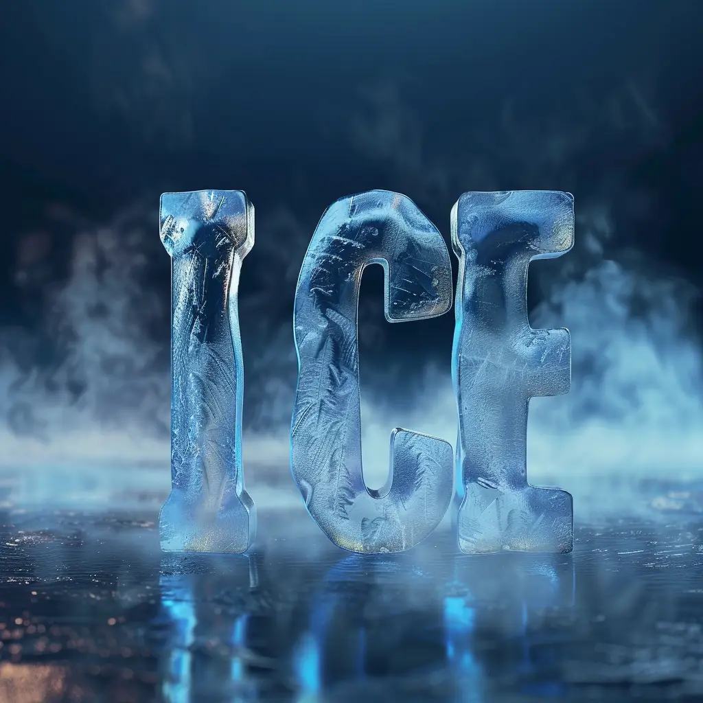 ice block text word freeze 3D cold letter