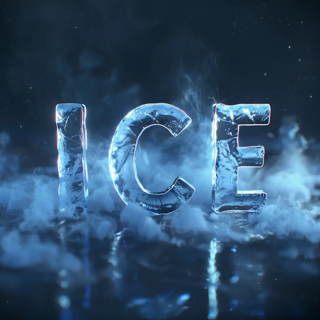 ice block text word freeze 3D letter cold