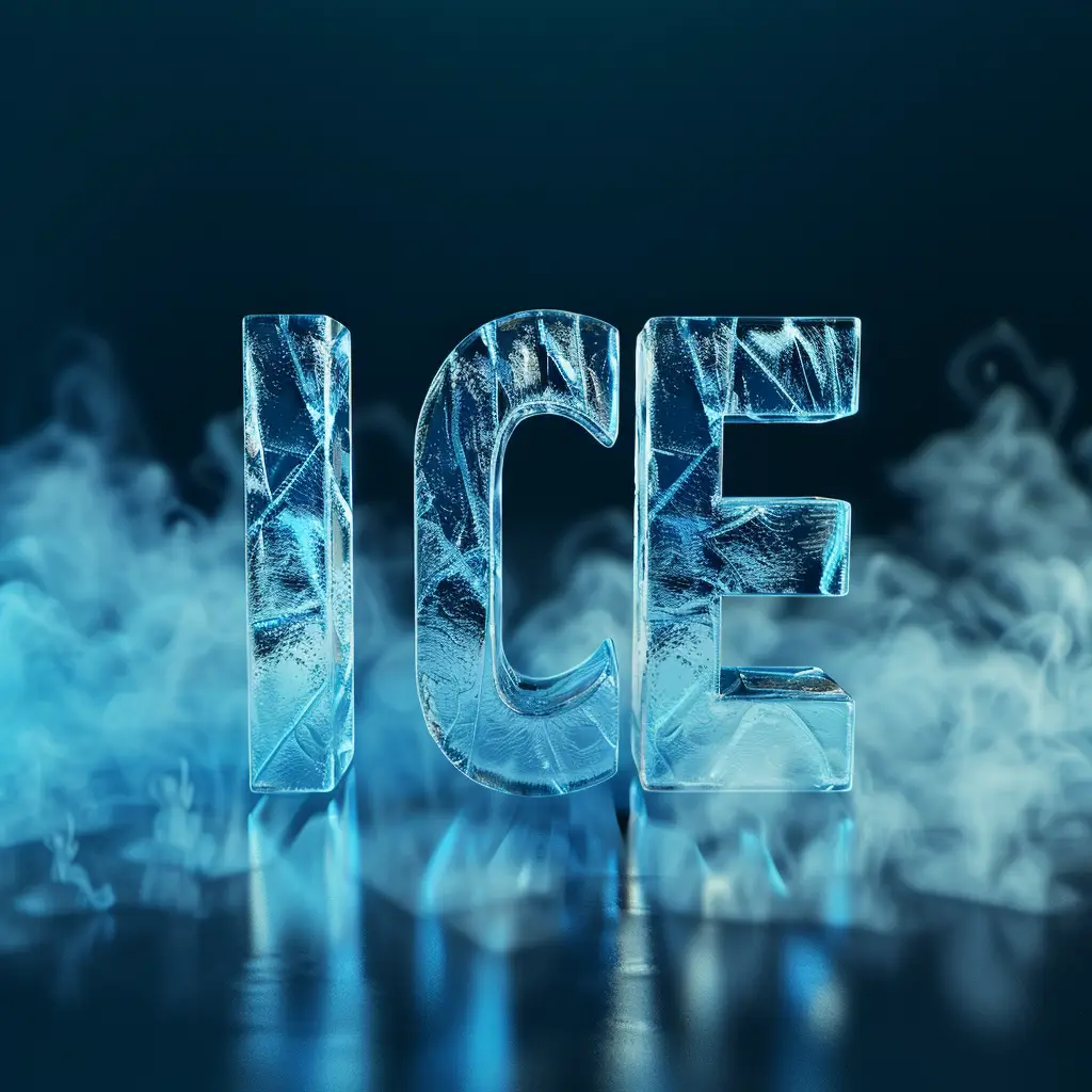 ice block text word freeze letter cold 3D