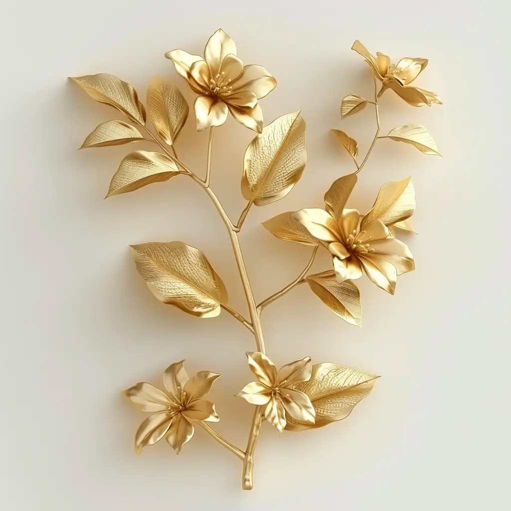 jasmine gold golden metal flower leaf leaves 3D