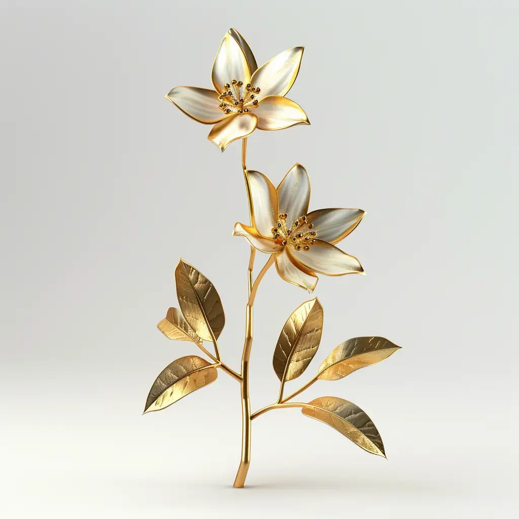 jasmine gold golden metal flower leaves 3D leaf