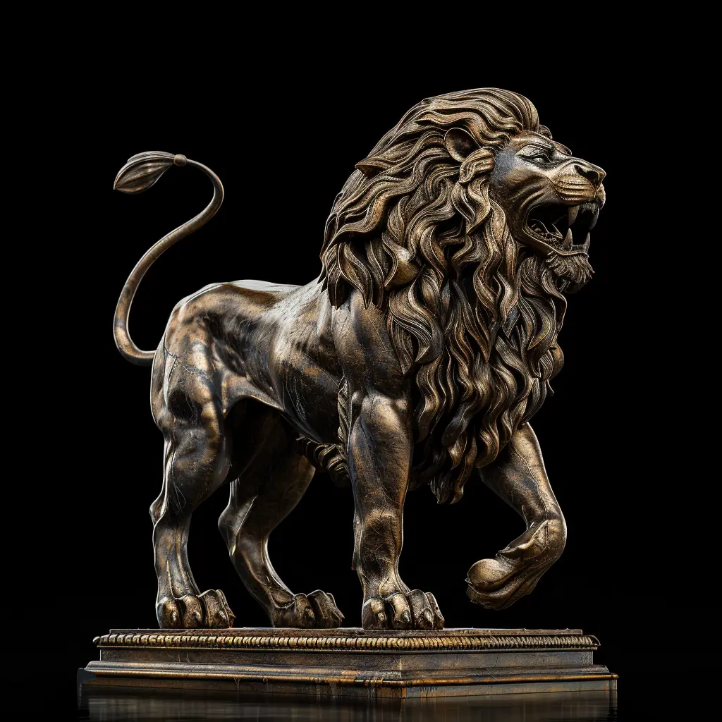 lion statue sculpture stance 3D art