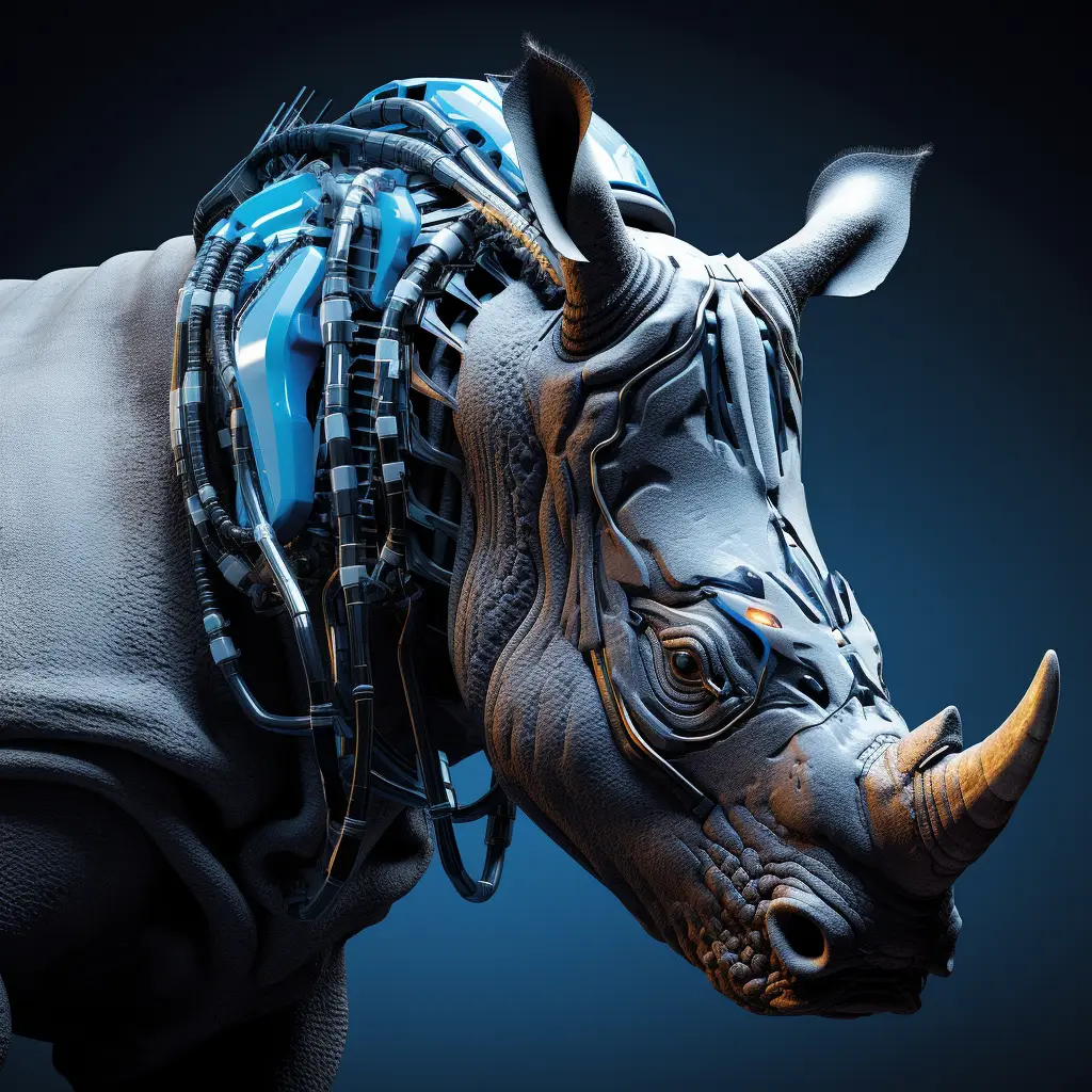 rhinoceros head robot anatomy science fiction 3D technology