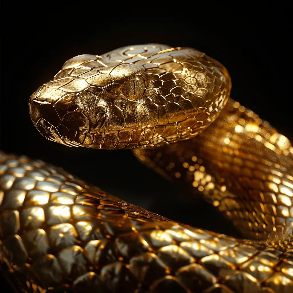 snake gold golden sculpture 3D