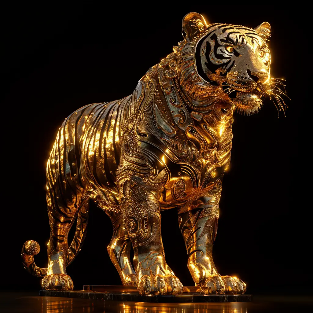 tiger gold golden 3D sculpture