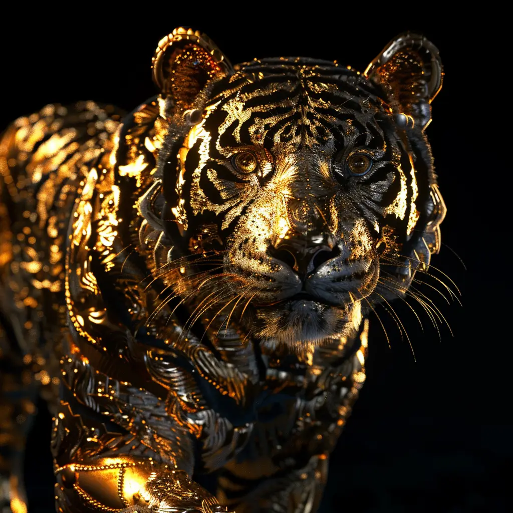 tiger gold golden sculpture 3D