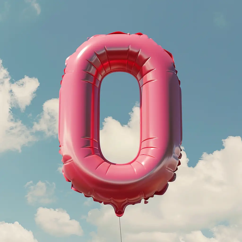0 number red sky balloon cloud 3D