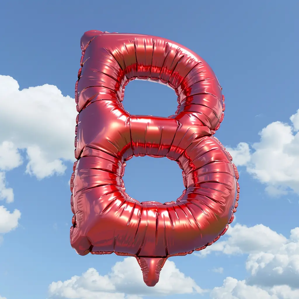 B letter red balloon cloud 3D sky
