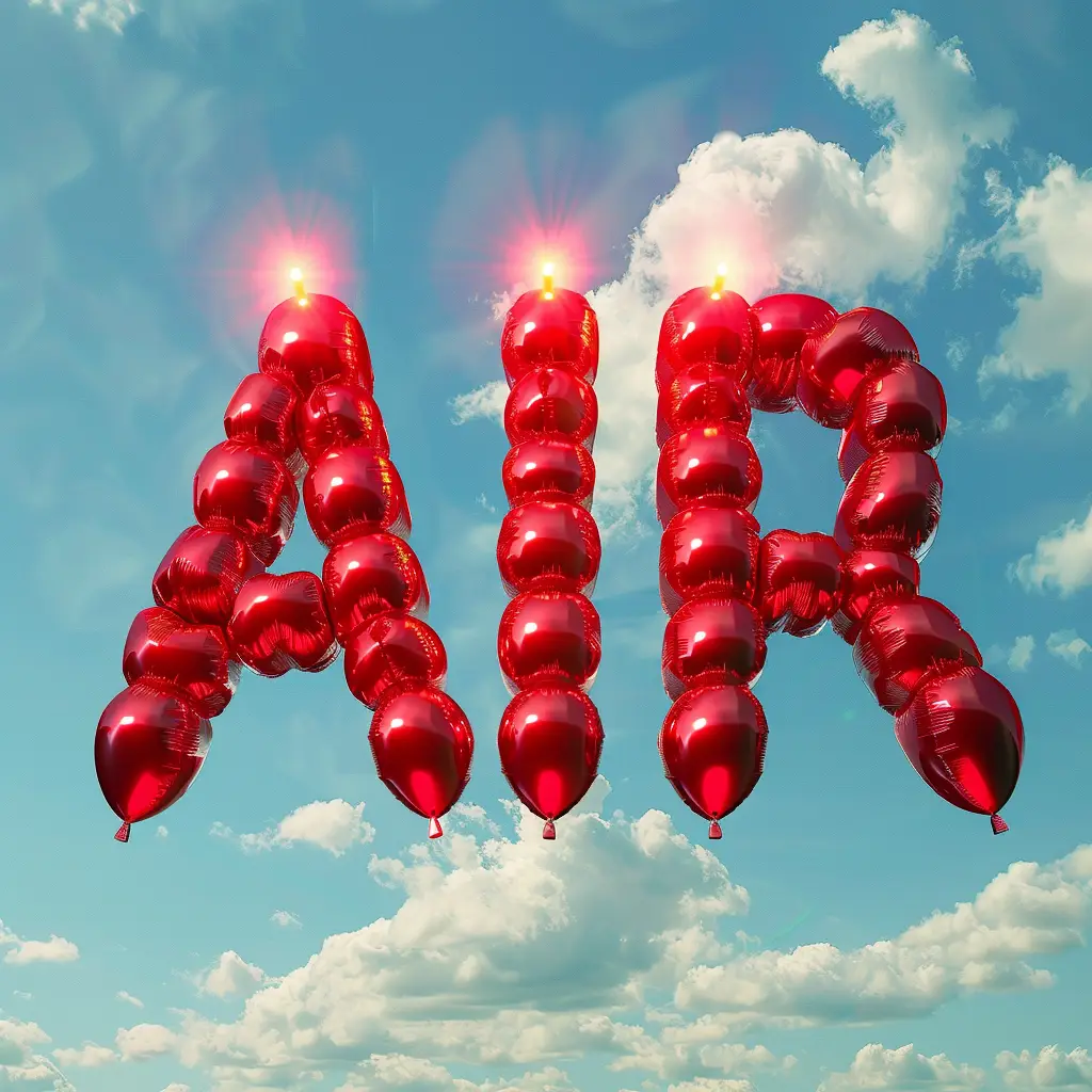 text AIR word balloon cloud sky 3D