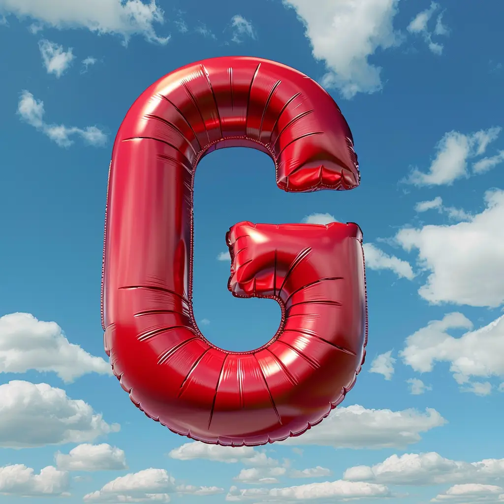 G letter red balloon cloud 3D sky