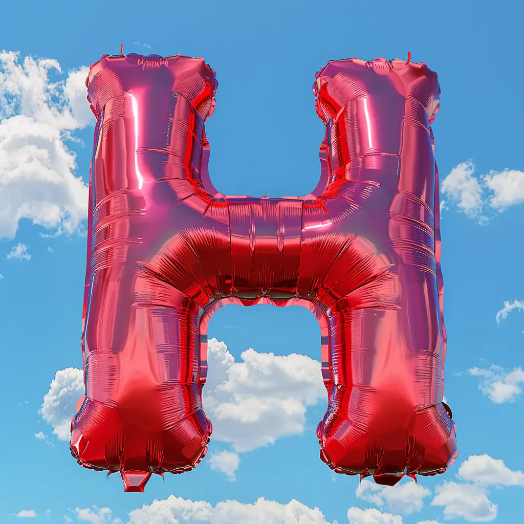 H letter red balloon 3D cloud sky