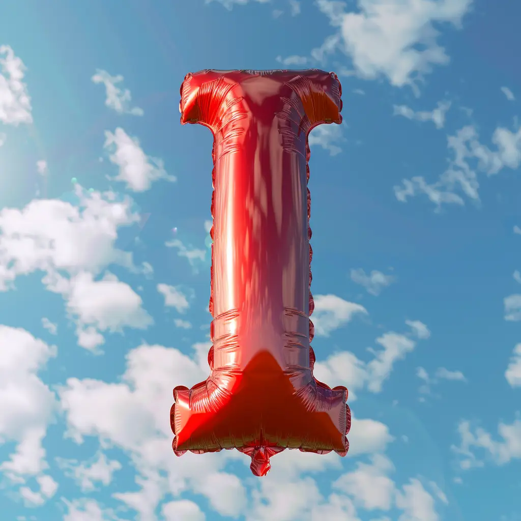 I letter red balloon sky cloud 3D