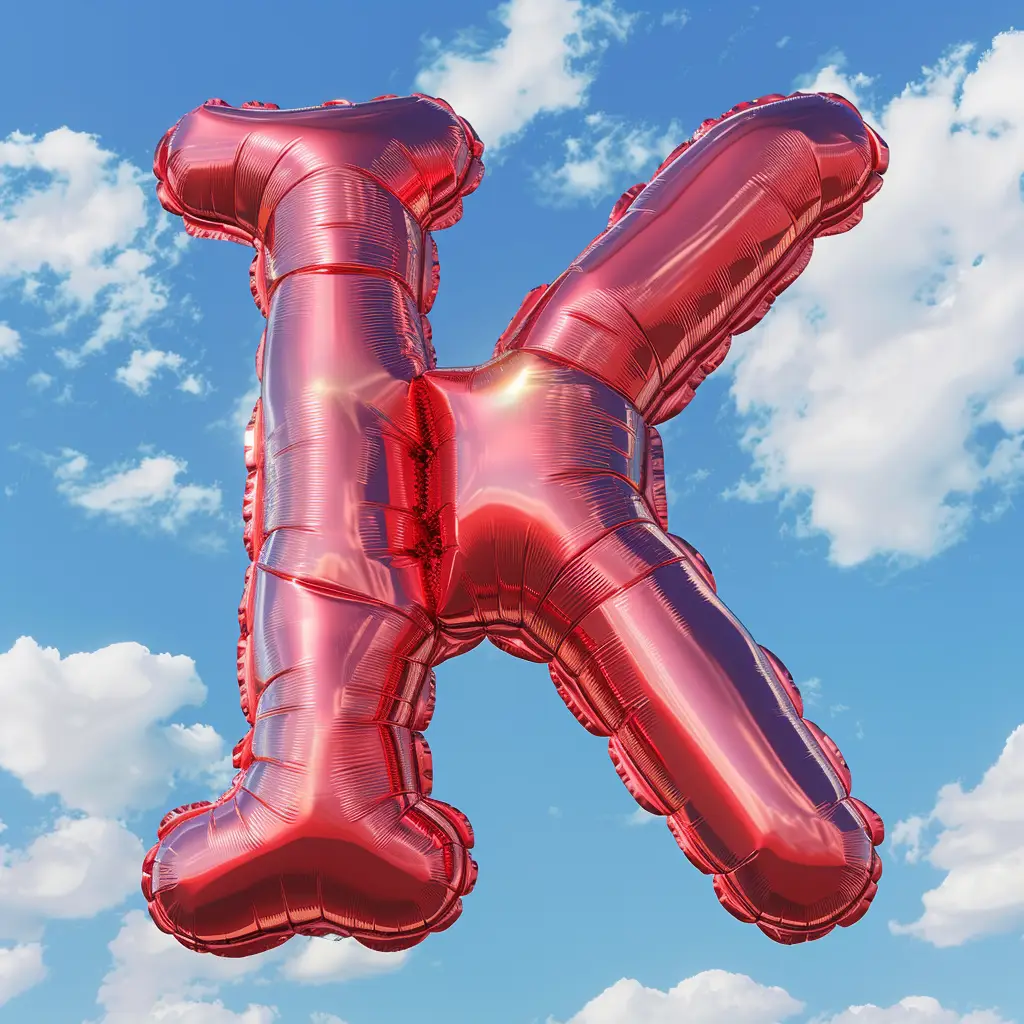 K letter red balloon 3D cloud sky