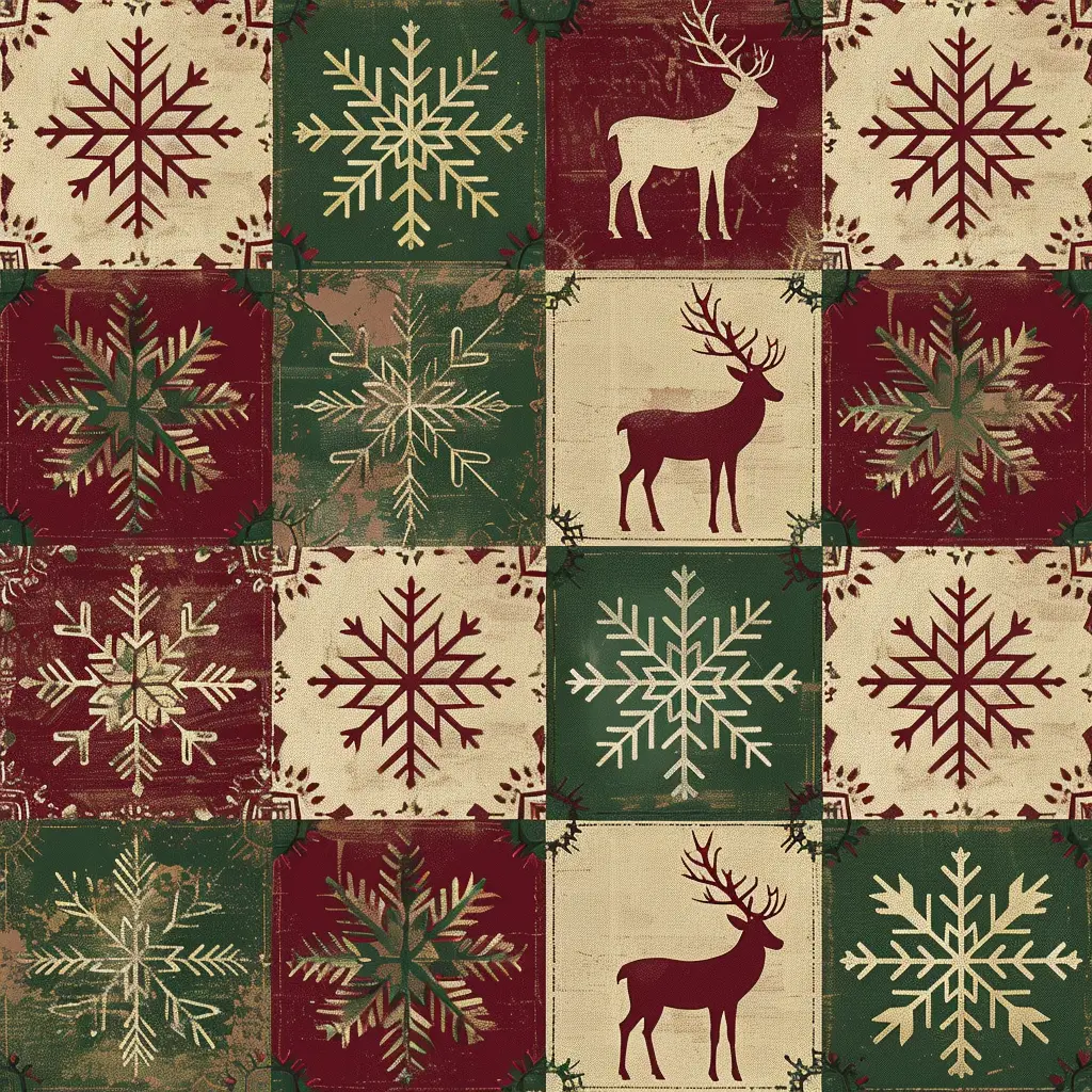 pattern Christmas Santa deer snowflake Nordic art