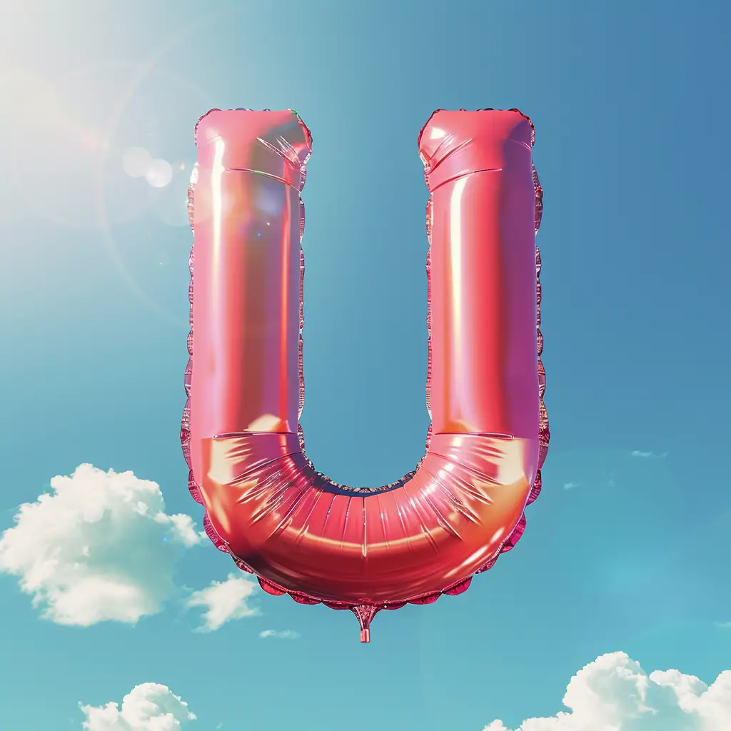 U letter red balloon sky cloud 3D