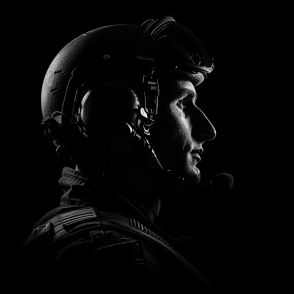 United States Air Force pilot black white light face head mysterious silhouette photography