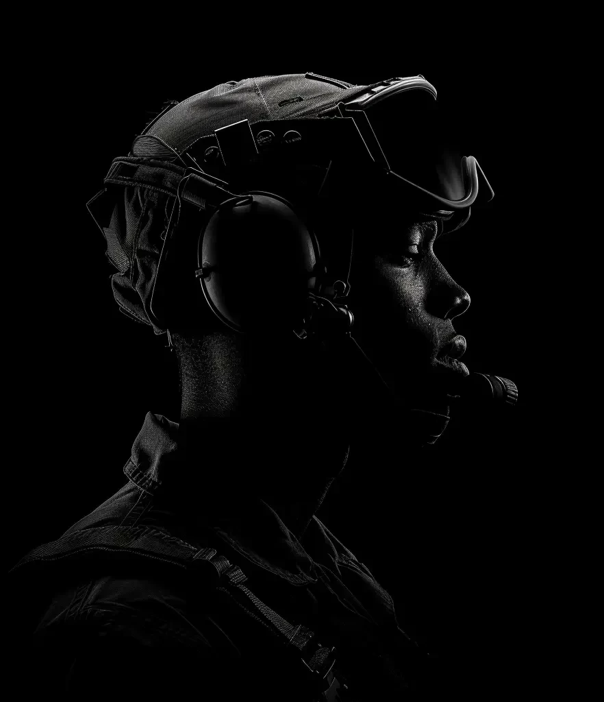 United States Air Force pilot black white light head face silhouette mysterious photography