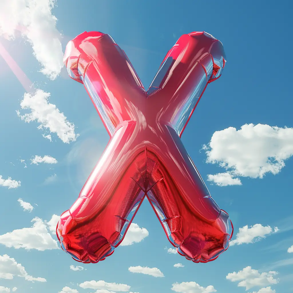 X letter red balloon 3D cloud sky