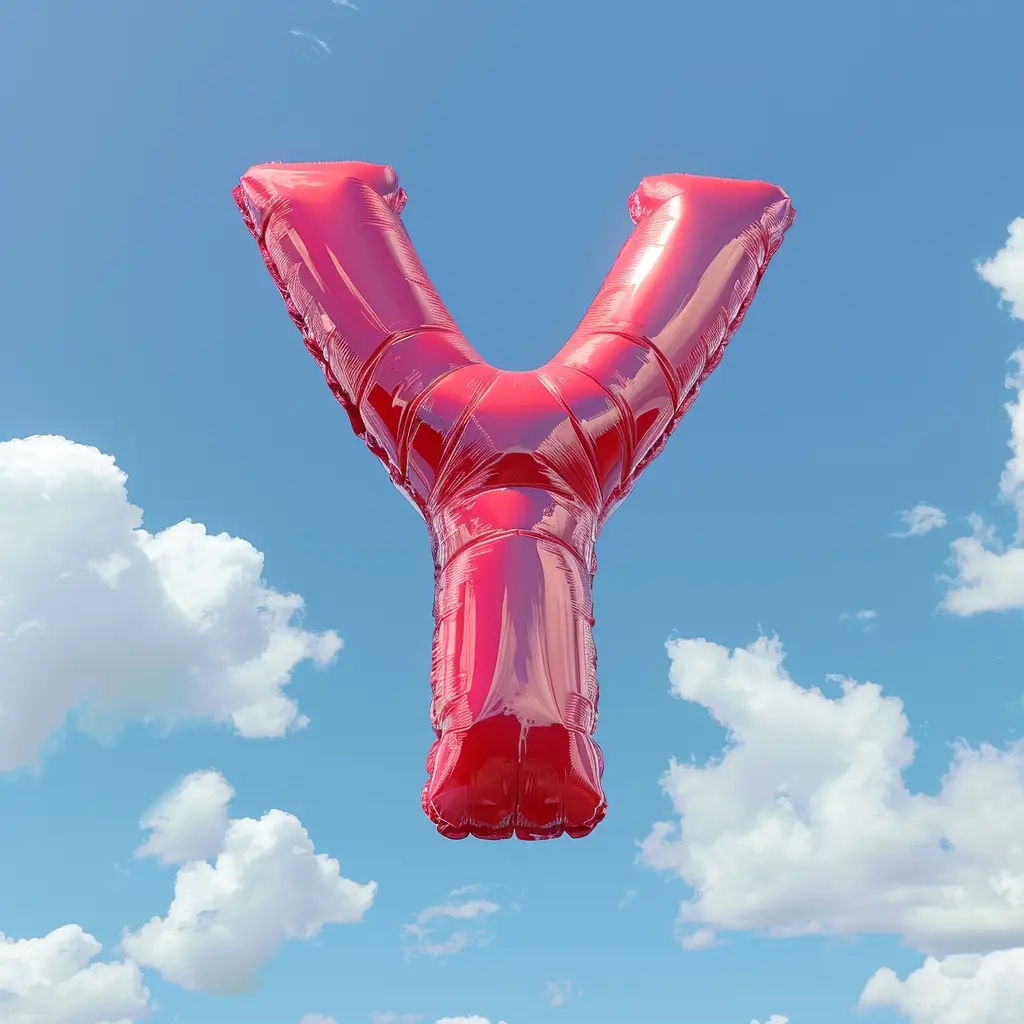 Y letter red balloon 3D cloud sky