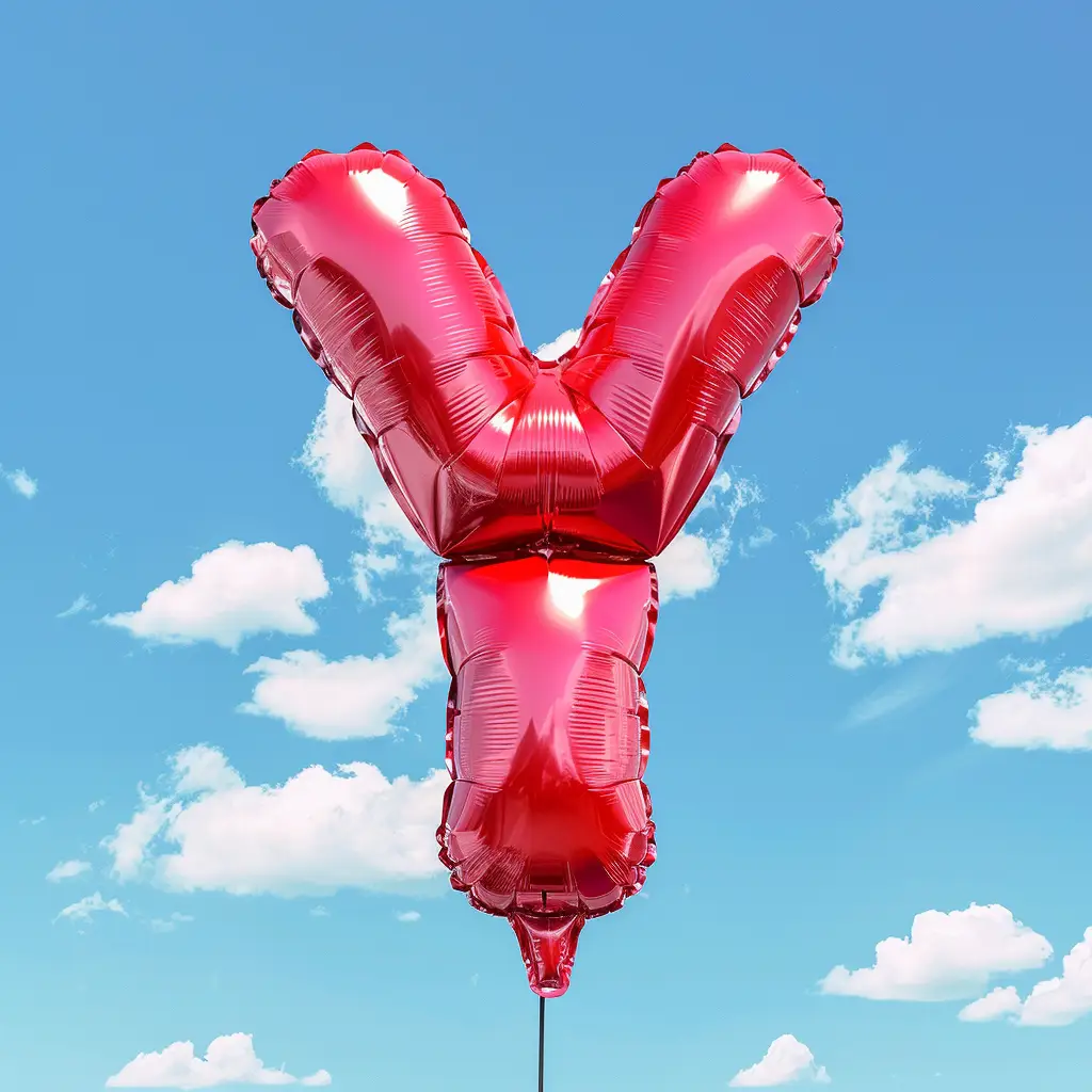 Y letter red balloon cloud 3D sky