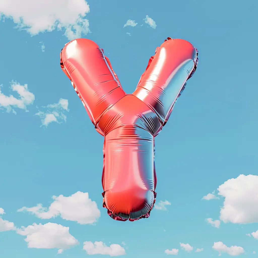 Y letter red balloon cloud sky 3D