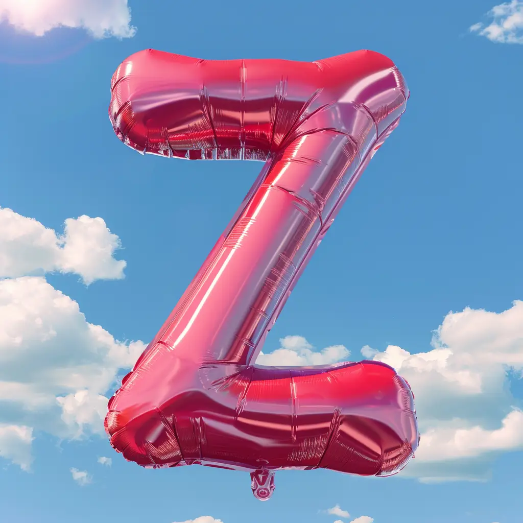 Z letter red balloon cloud sky 3D