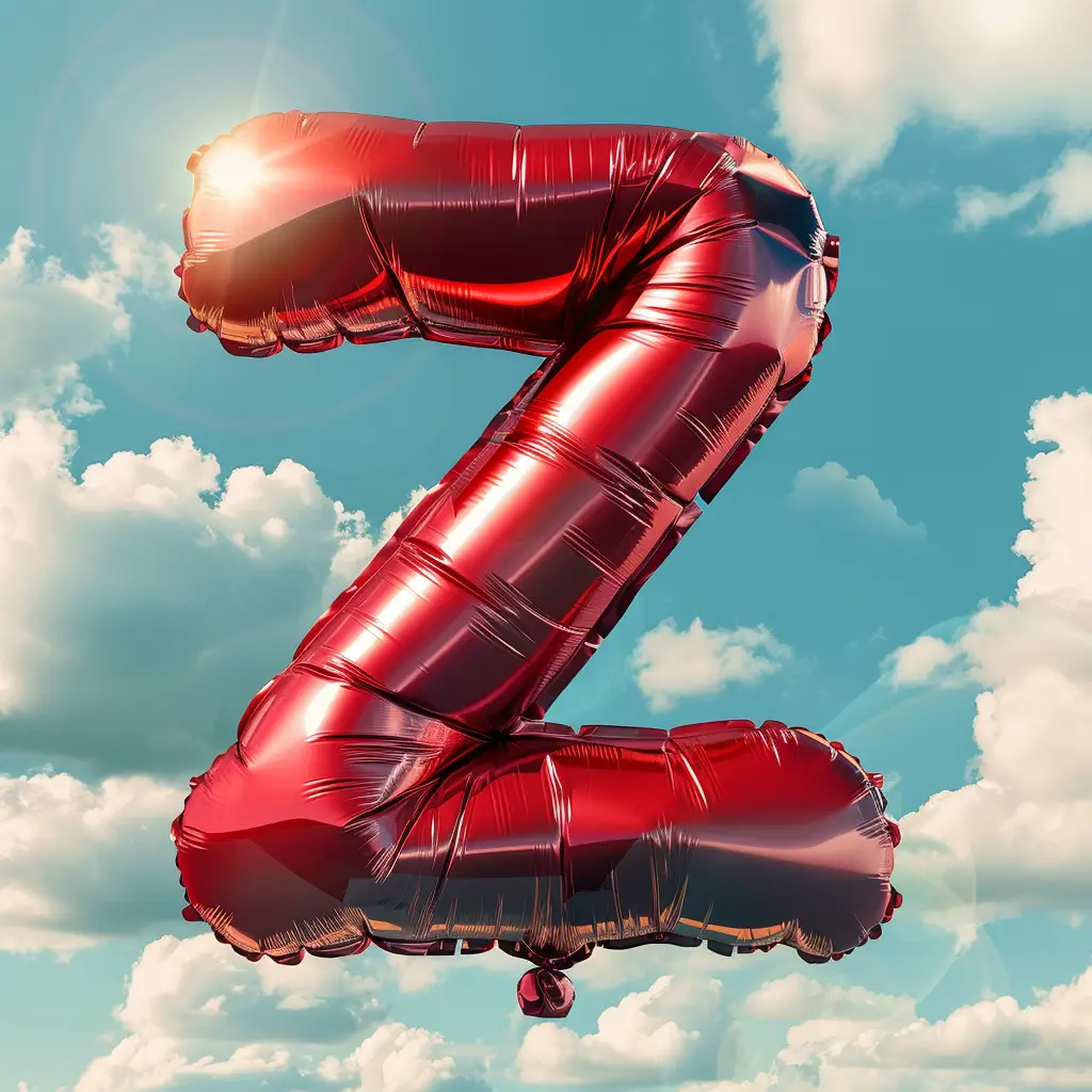 Z letter red balloon sky cloud 3D