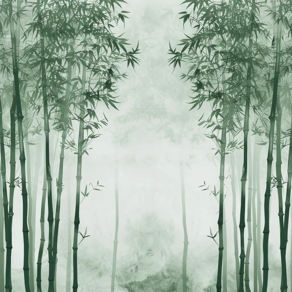 bamboo misty forest Chinese ink wash painting