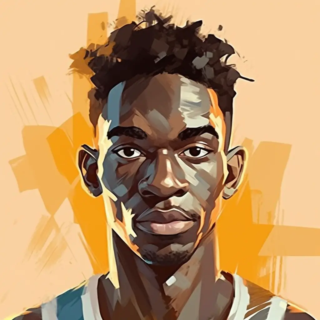 basketballer hoopman player hoopster African cartoon illustration painting face portrait