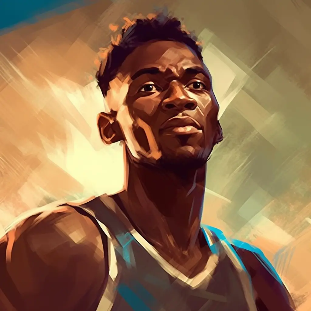 basketballer hoopman player hoopster African illustration cartoon painting portrait face