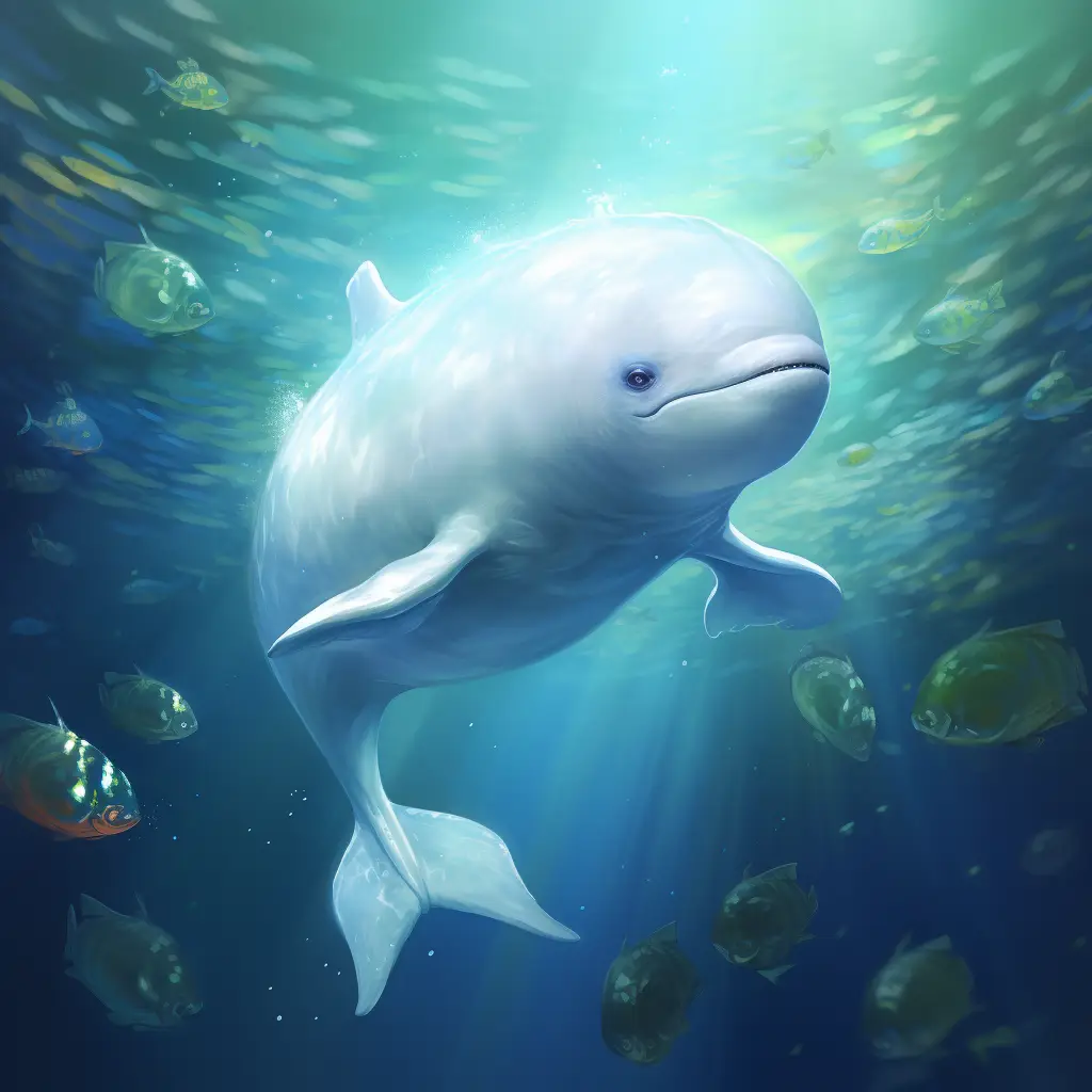 beluga sea swim swimming water underwater oil painting