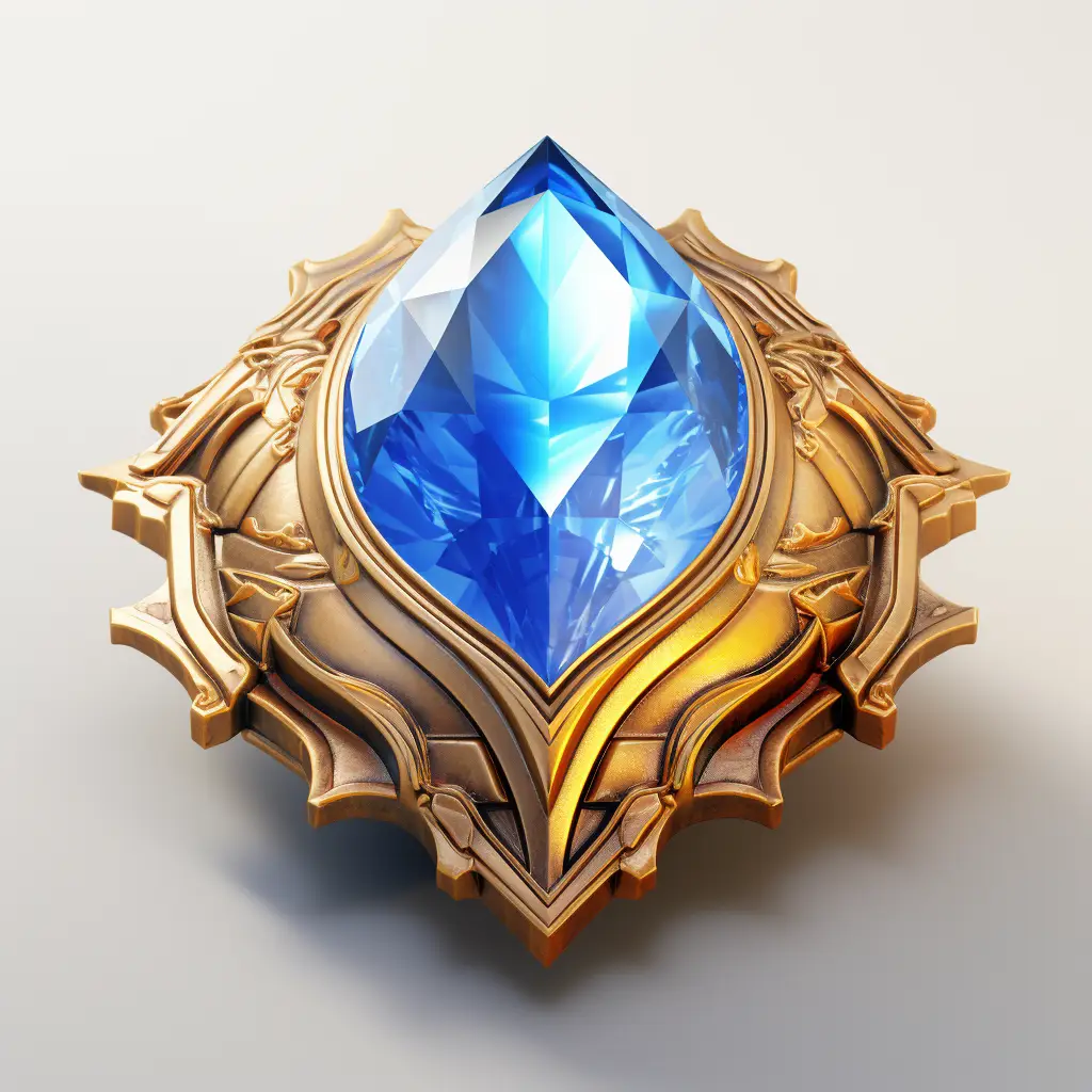 blue gemstone sorcerer stone precious icon 3D material art game UI golden gold