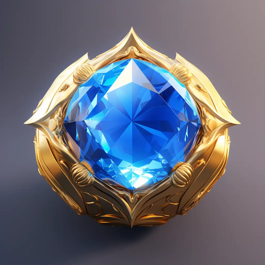blue gemstone sorcerer stone precious icon 3D material game UI golden art gold