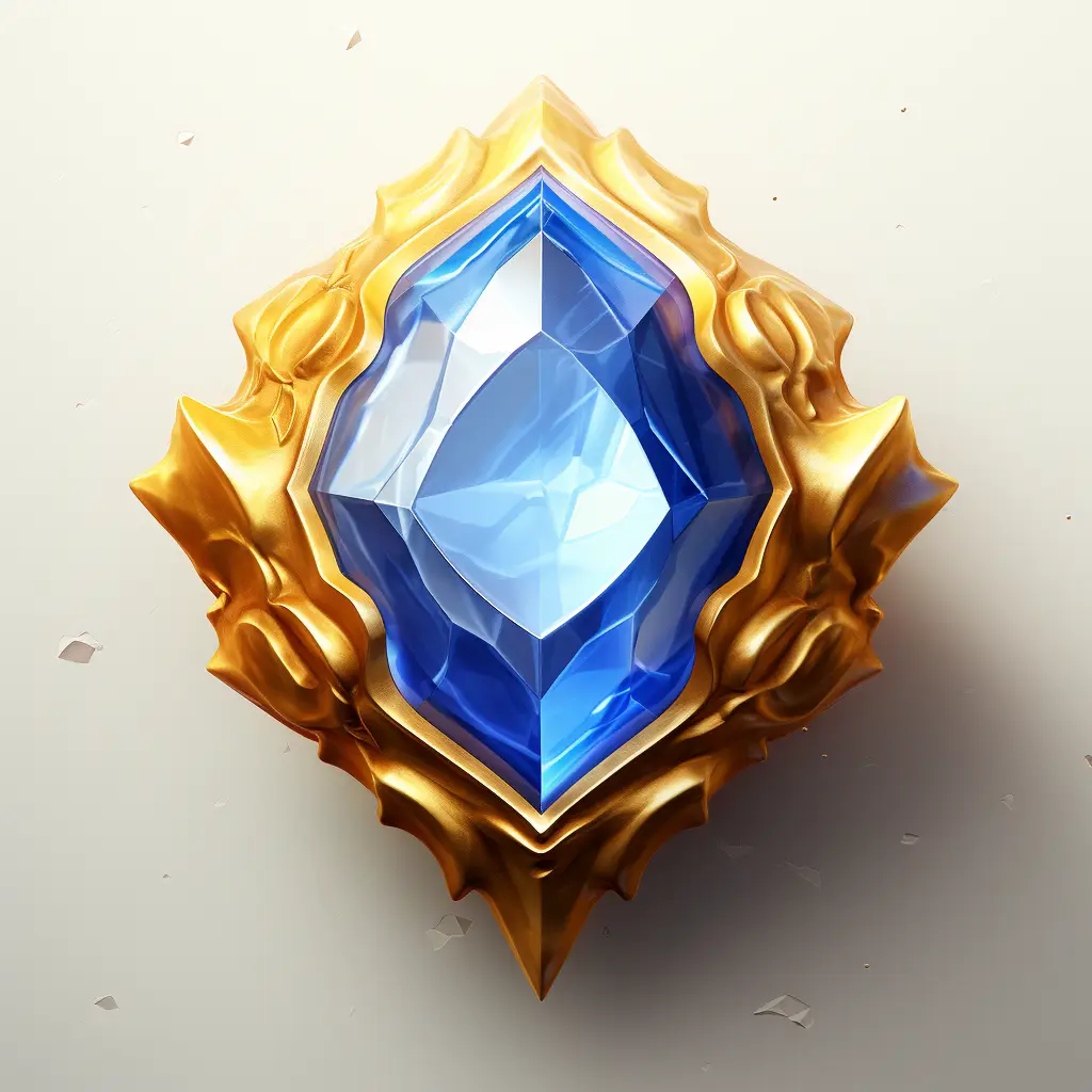 blue gemstone sorcerer stone precious icon 3D material game art UI golden gold