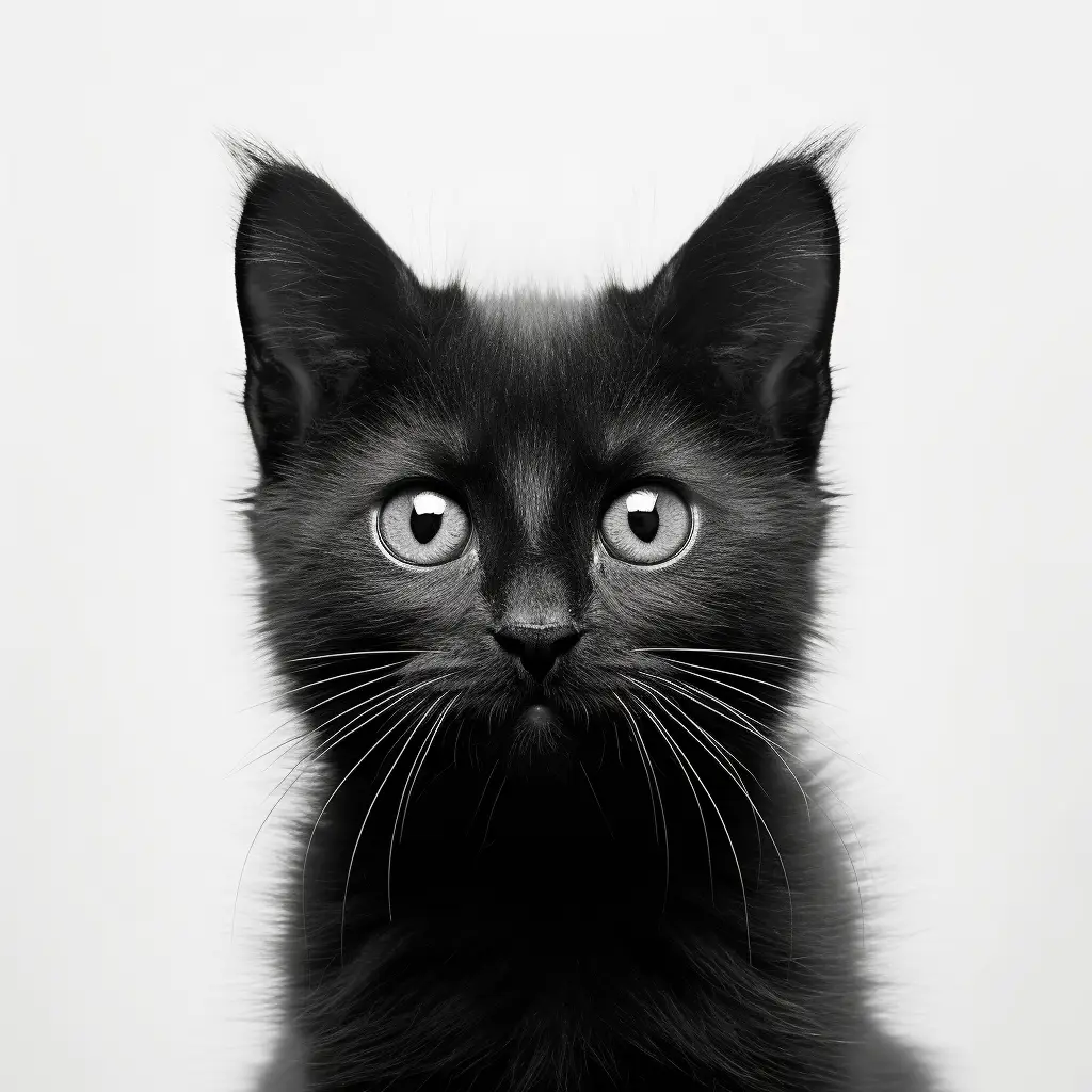 cat baby black white photography face head front silhouette