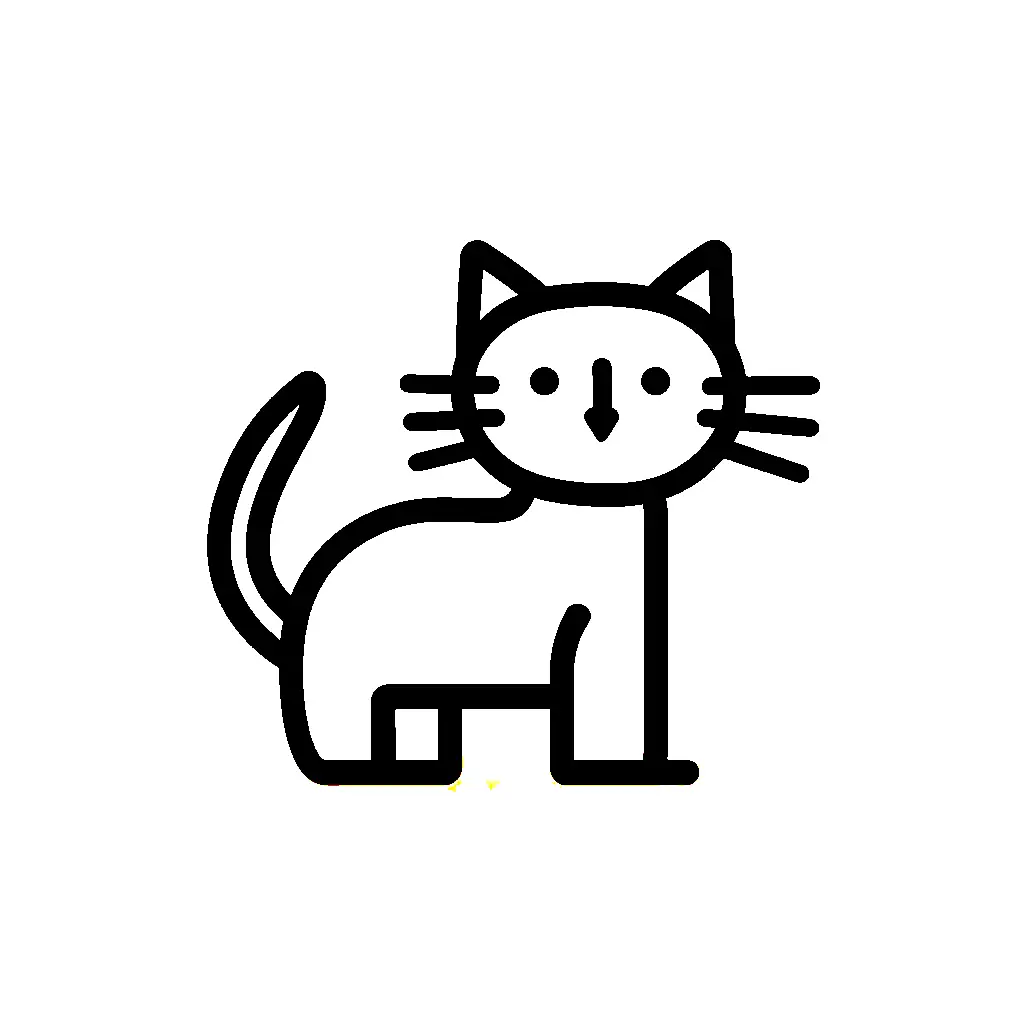 cat stick figure abstract hand doodle drawn thick line vector logo icon