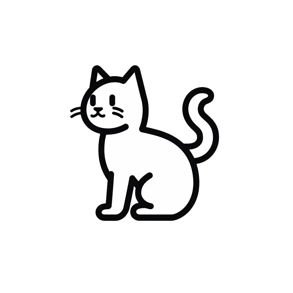 cat white black side lateral thick line vector cartoon logo icon