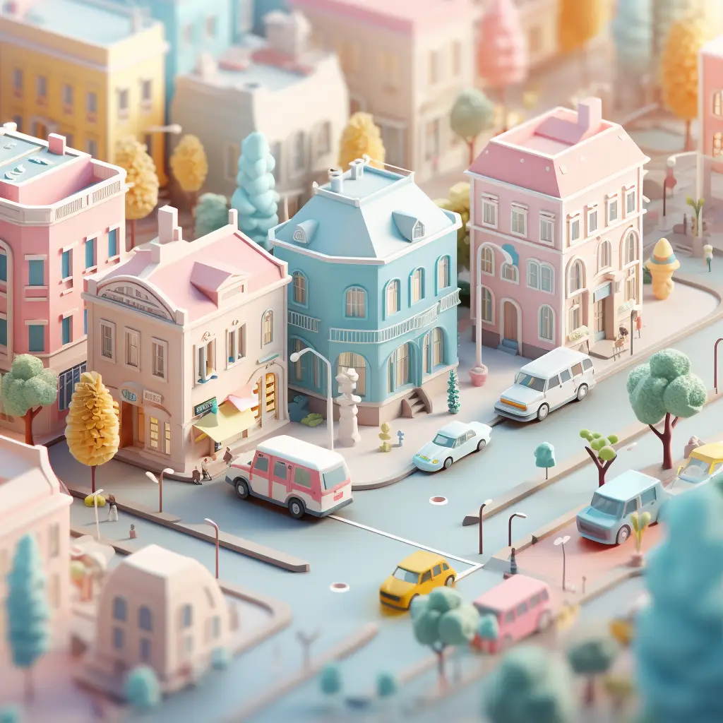 city street car scene model C4D 3D