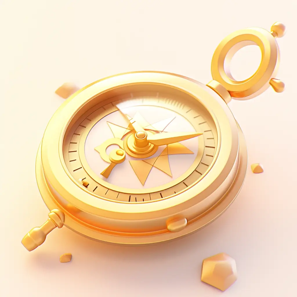 compass icon 3D game gold golden UI