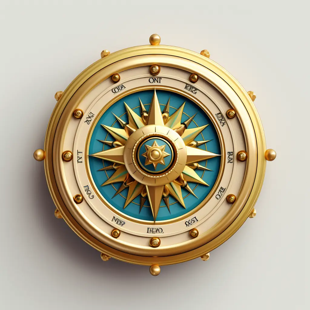 compass icon 3D material game UI golden art gold