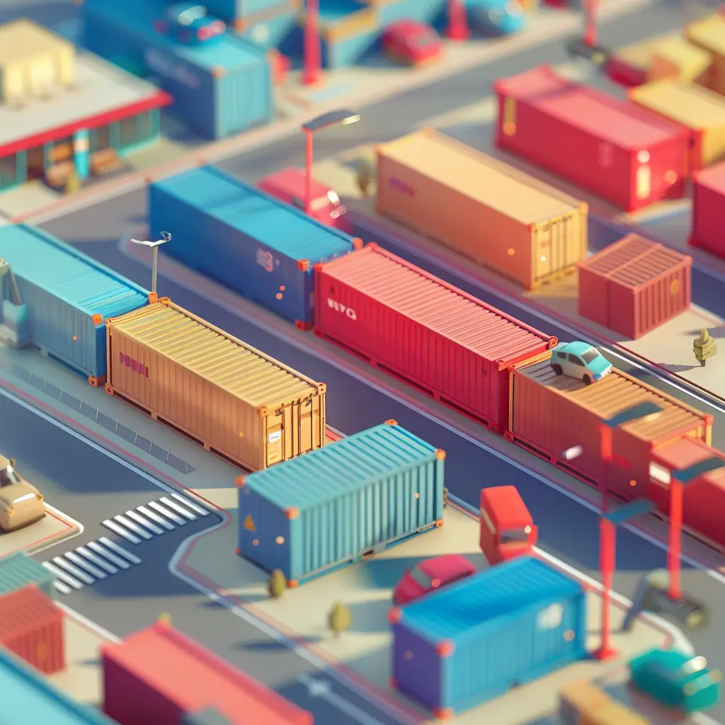 container port wharf scene sea 3D transportation harbour handling