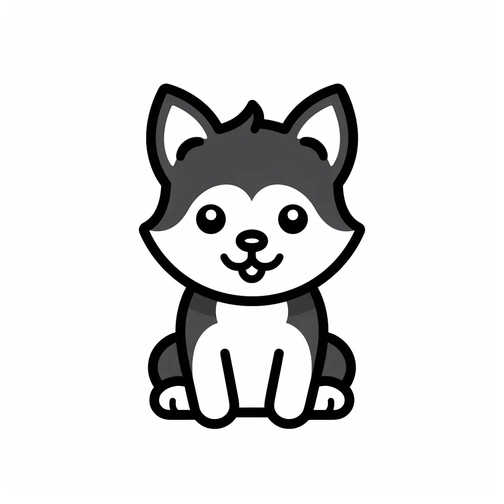 dog Siberian Husky thick line drawing vector cartoon  logo icon