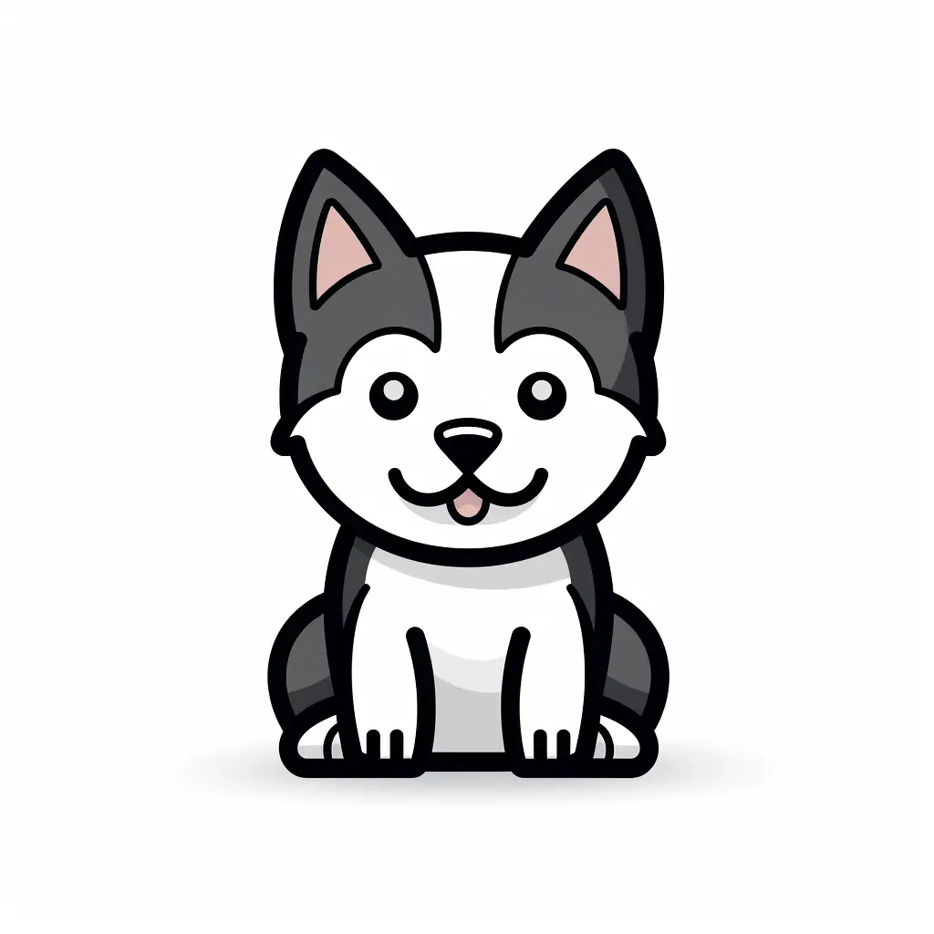 dog Siberian Husky thick line drawing vector cartoon logo