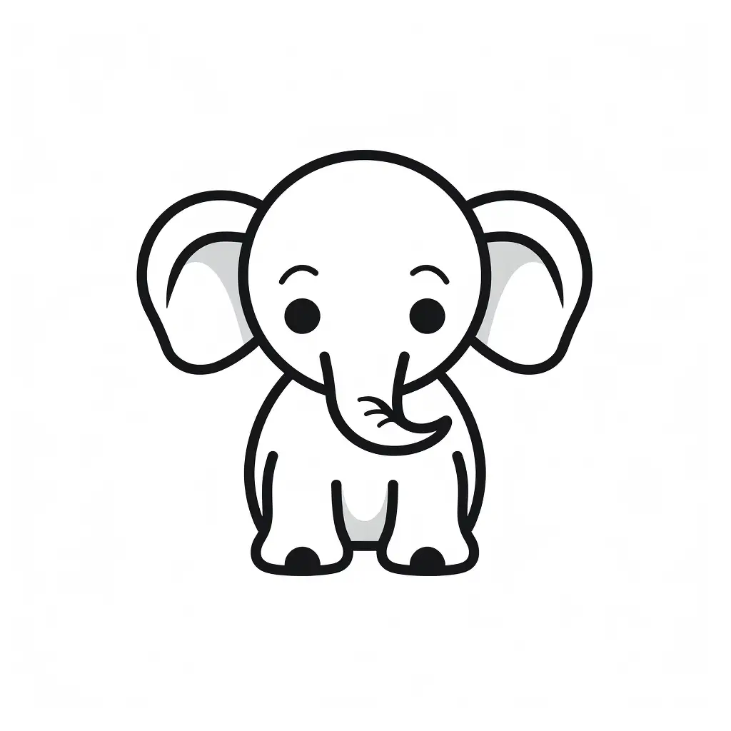 elephant thick line cartoon icon logo vector