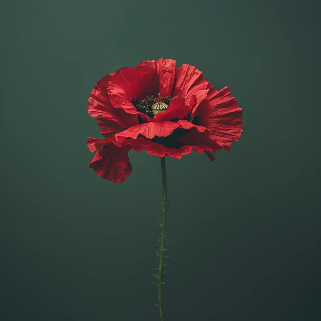 flower bloom single poppy dark green red photography