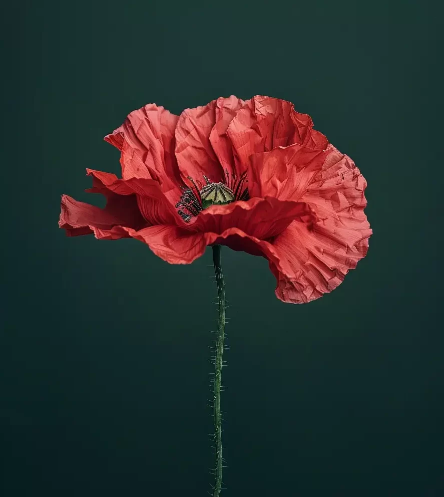 flower bloom single poppy red dark green photography