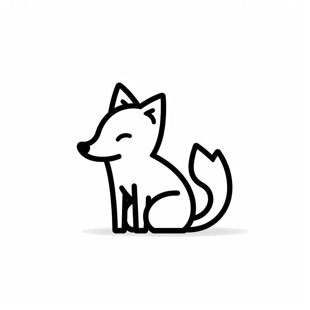 fox stick figure abstract hand drawn doodle thick line icon logo vector