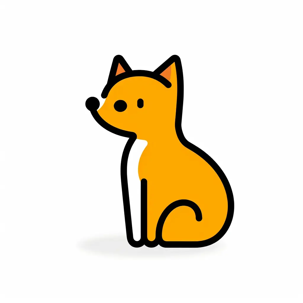 fox stick figure abstract hand drawn doodle thick line logo icon vector
