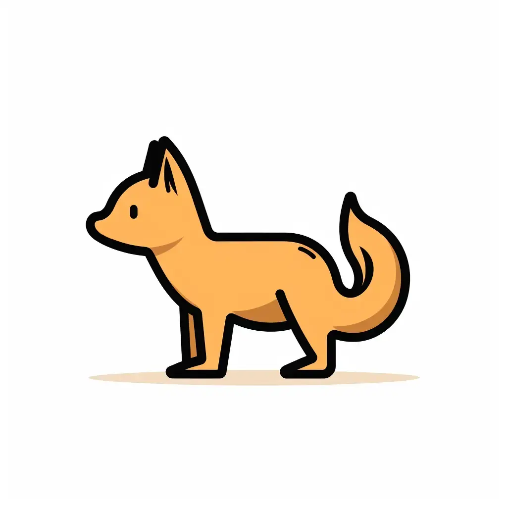 fox stick figure abstract hand drawn doodle thick line vector icon logo